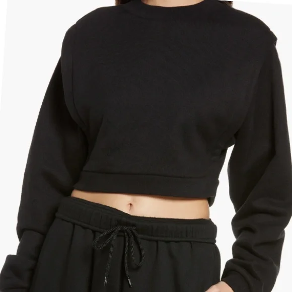 ALO Fresh Cropped Cover Up Sweatshirt - Picture 2 of 12
